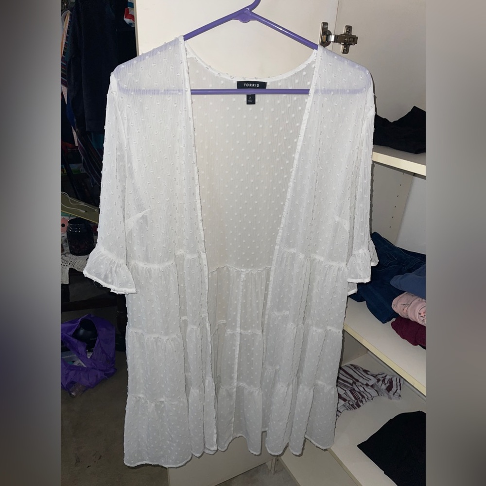 White long flowy cardigan Torrid